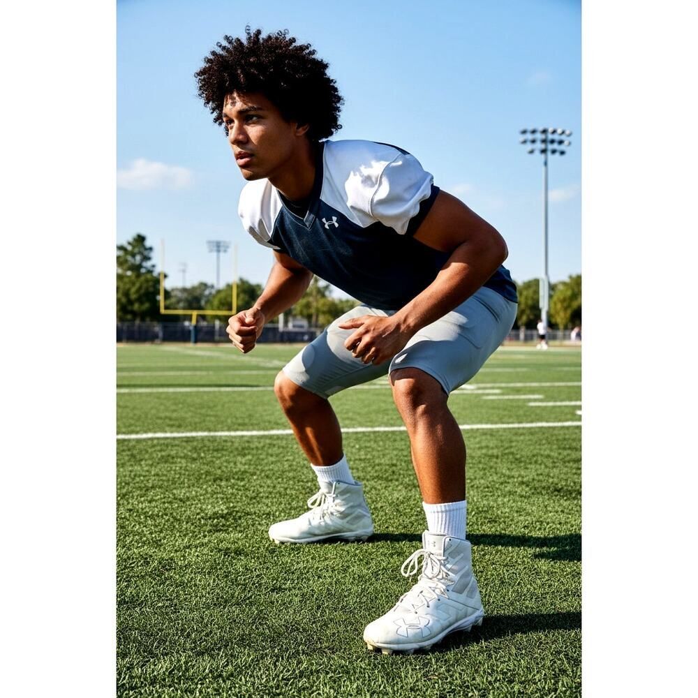 Under Armour Highlight JR Boys Triple White Ghosted Football Cleats - Size 5Y - Picture 2 of 8